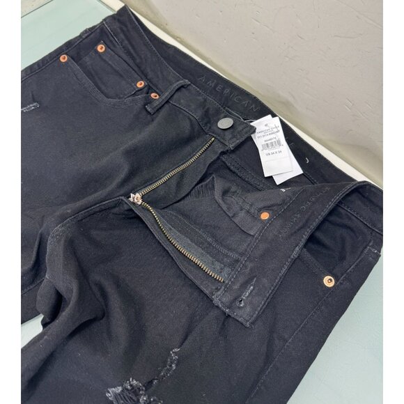 American Eagle Jeans Mens 34X34 Airflex Black Distressed Slim Straight New NWT - Picture 3 of 13